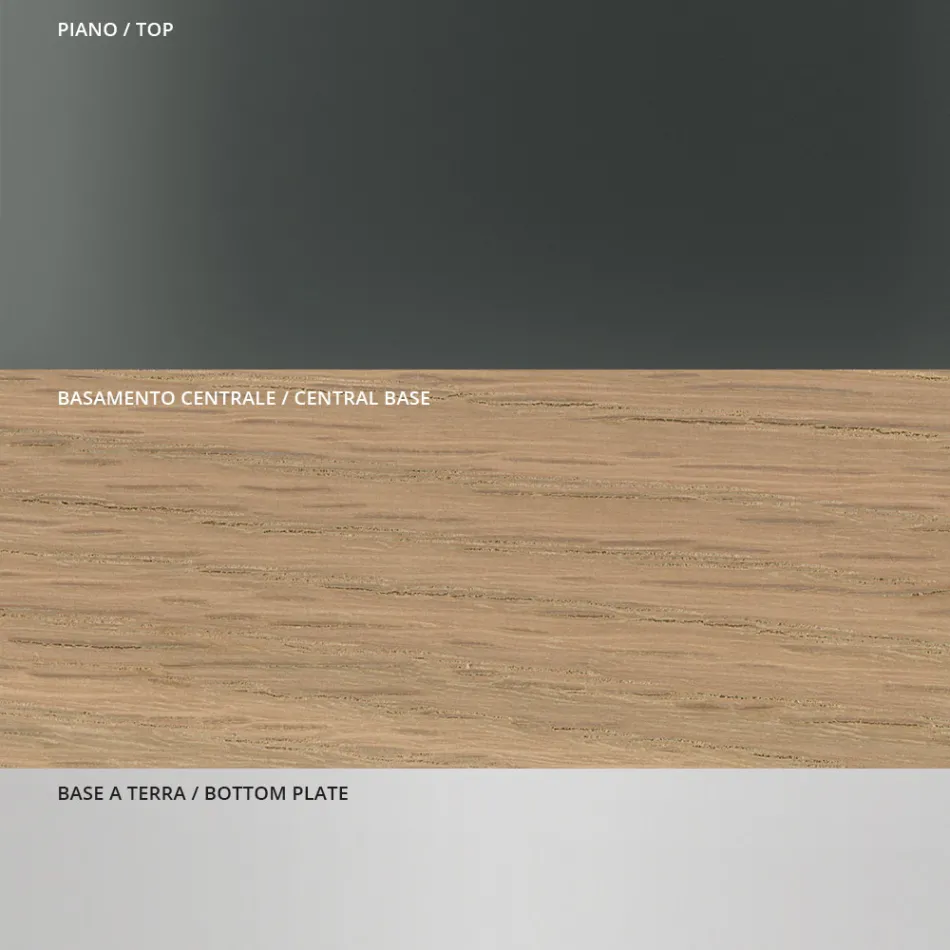 Mesa de Comedor con Tapa Cuadrada de Vidrio y Base de Madera Made in Italy - Kuadro Viadurini