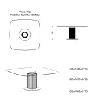Mesa de Comedor con Tapa Cuadrada de Vidrio y Base de Madera Made in Italy - Kuadro Viadurini