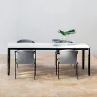 Mesa de Comedor de Jardín en Aluminio y Hpl o Gres, Varios Acabados - Filomena Viadurini