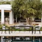 Mesa de Comedor de Jardín en Aluminio y Hpl o Gres, Varios Acabados - Filomena Viadurini