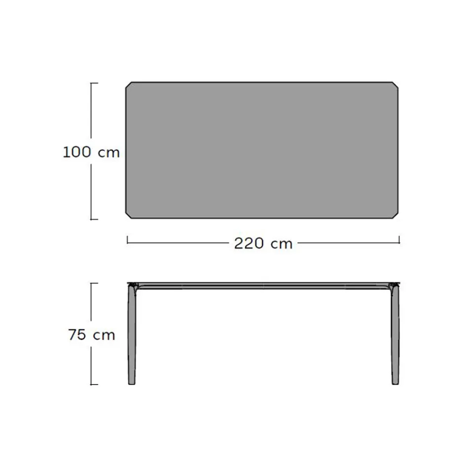 Mesa de Comedor de Jardín en Aluminio y Hpl o Gres, Varios Acabados - Filomena Viadurini