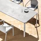Mesa de Comedor de Jardín en Aluminio y Hpl o Gres, Varios Acabados - Filomena Viadurini