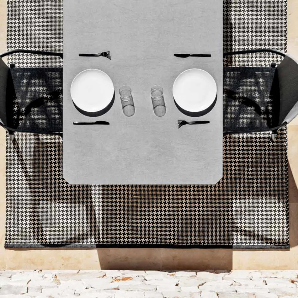 Mesa de Comedor de Jardín en Aluminio y Hpl o Gres, Varios Acabados - Filomena Viadurini