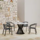 Mesa de comedor para exteriores en aluminio y tapa de gres Made in Italy - Donovan Viadurini