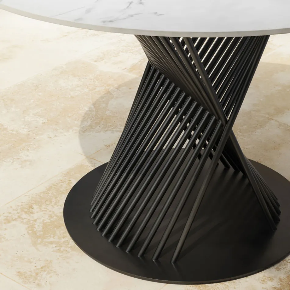 Mesa de comedor para exteriores en aluminio y tapa de gres Made in Italy - Donovan Viadurini