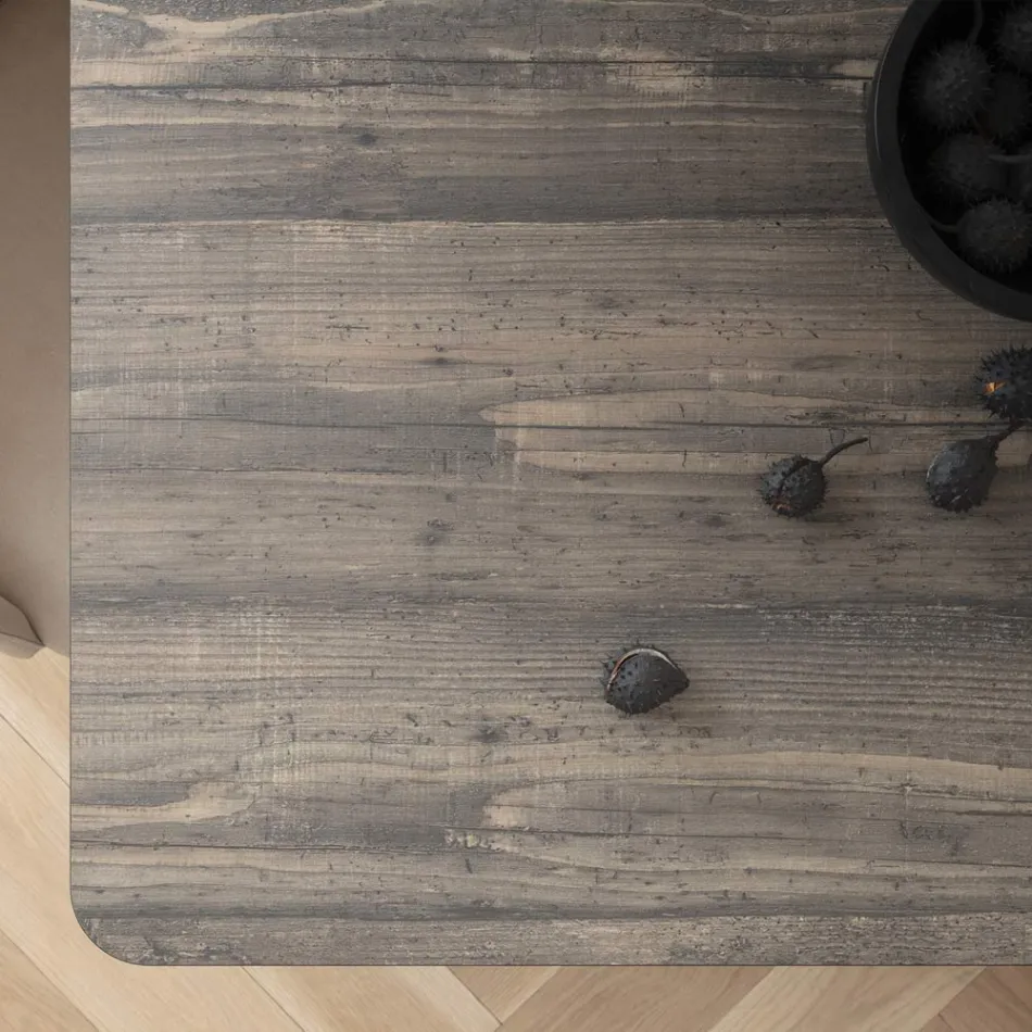 Mesa de Comedor Fija en Metal y Hpl Estratificado Made in Italy - Bastiano Viadurini