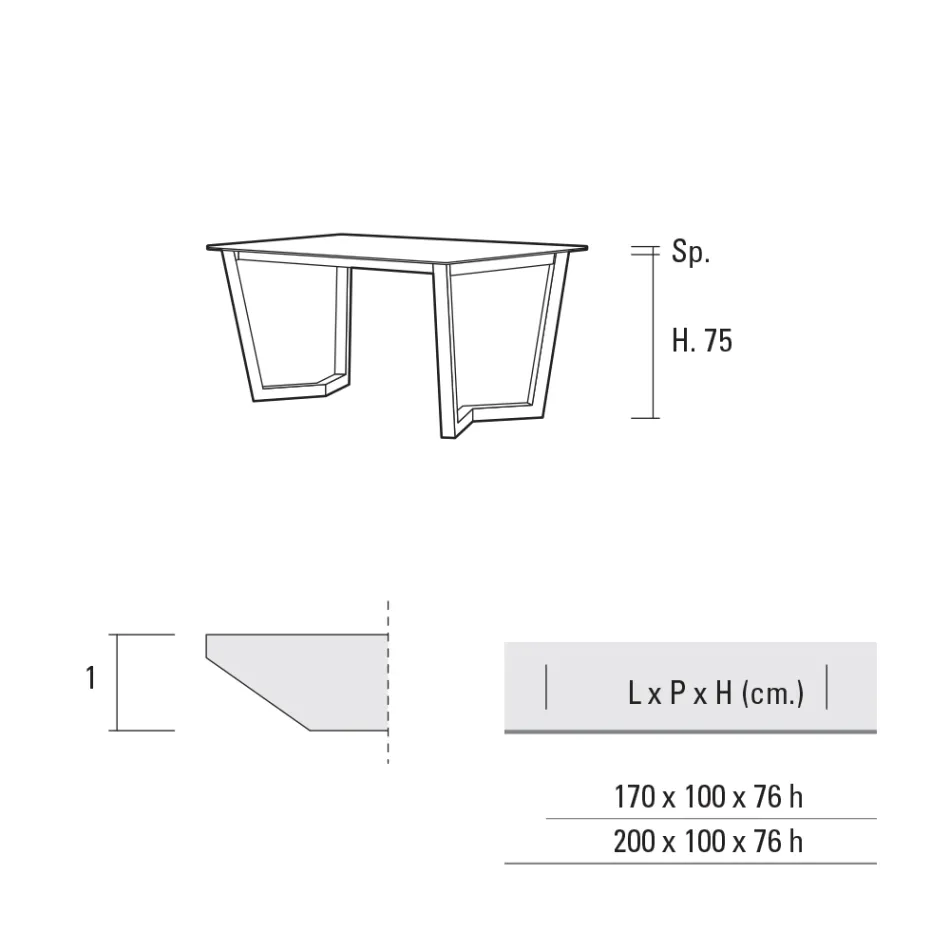 Mesa de Comedor Fija en Metal y Hpl Estratificado Made in Italy - Bastiano Viadurini