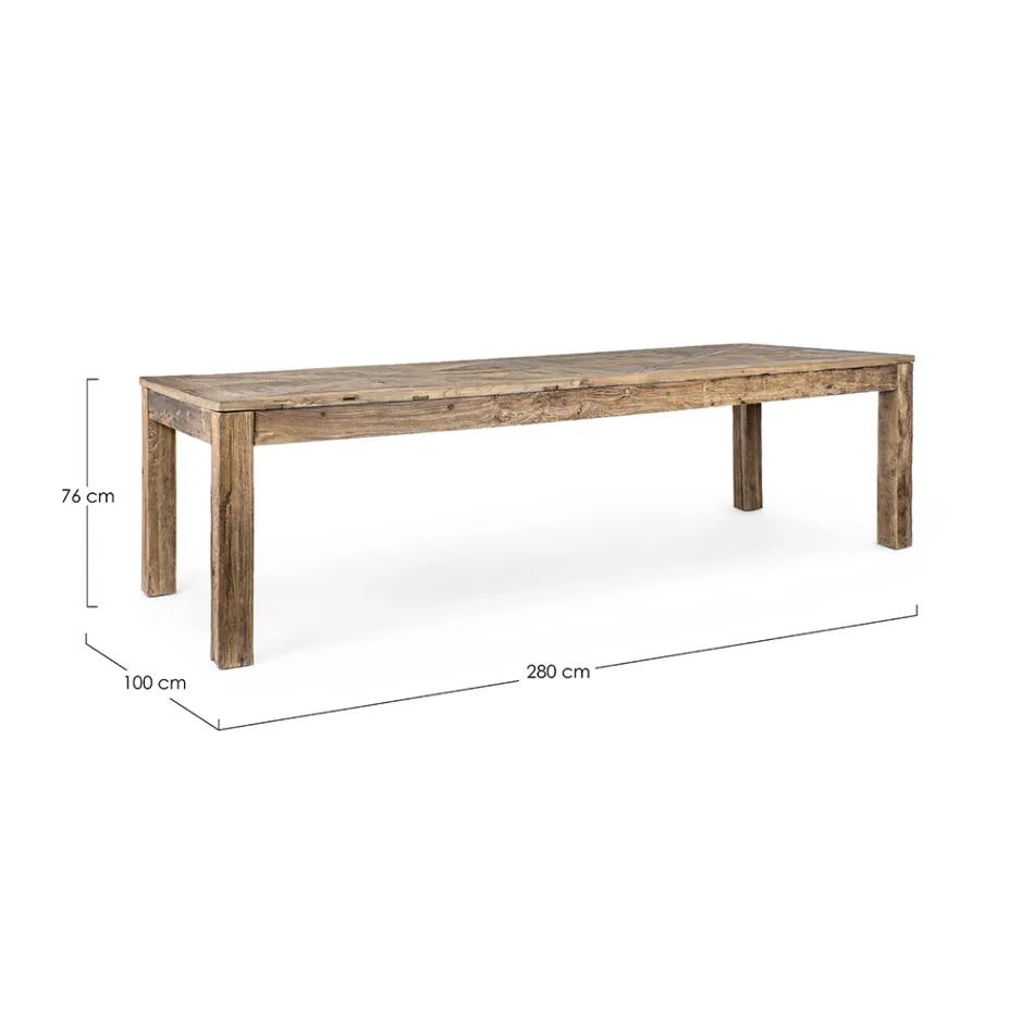Mesa de comedor en madera de olmo reciclada de diseño clásico Homemotion - Badia Viadurini