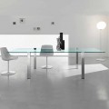 Mesa de comedor en vidrio transparente y metal varios colores Made in Italy - Aschio