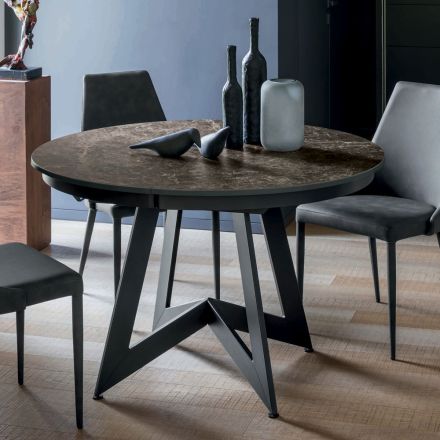 Mesa de Comedor Redonda con Tapa Extensible hasta 180 cm Made in Italy - Muschio Viadurini