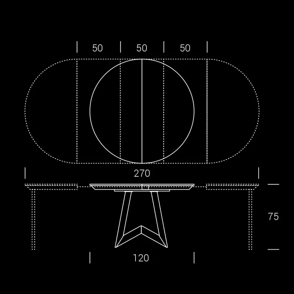 Mesa de Comedor Redonda Extensible a 270 cm en Cerámica Made in Italy - Muschio Viadurini