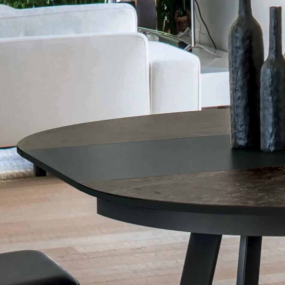 Mesa de Comedor Redonda Extensible a 270 cm en Cerámica Made in Italy - Muschio Viadurini