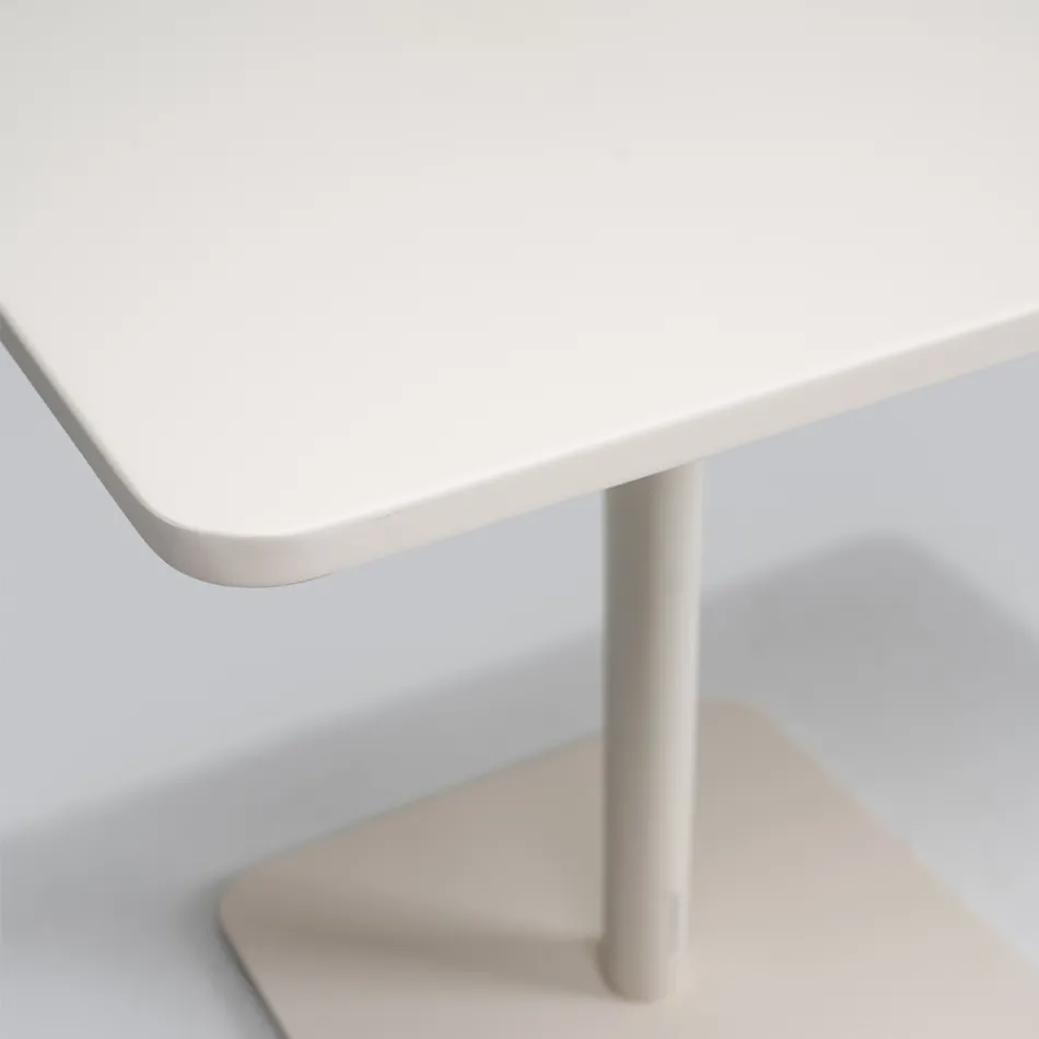 Mesa Cuadrada 80x80 cm Exterior de Aluminio Beige - Alfresco Viadurini