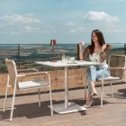 Mesa Cuadrada 80x80 cm Exterior de Aluminio Beige - Alfresco Viadurini