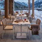Mesa Cuadrada 80x80 cm Exterior de Aluminio Beige - Alfresco Viadurini