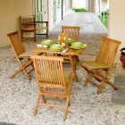 Mesa de Jardín Cuadrada 80x80 cm Fabricada en Teca - Amico Viadurini