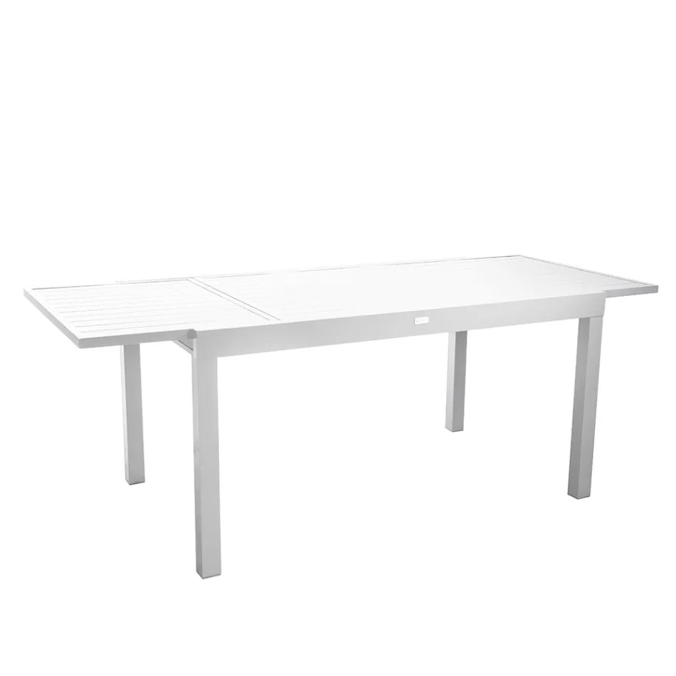 Mesa cuadrada extensible hasta 180 cm de aluminio - Marcador Viadurini