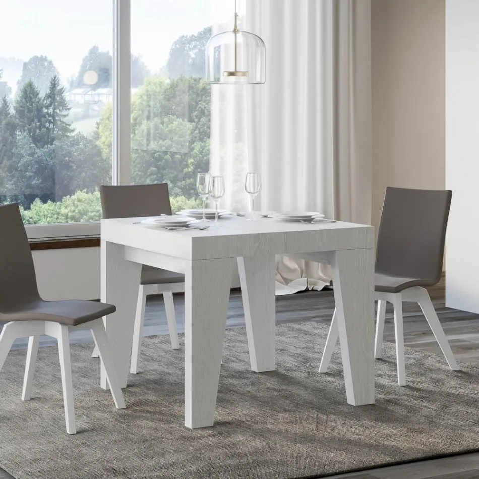 Mesa Cuadrada Extensible hasta 246 cm en Madera Made in Italy - Flor Viadurini