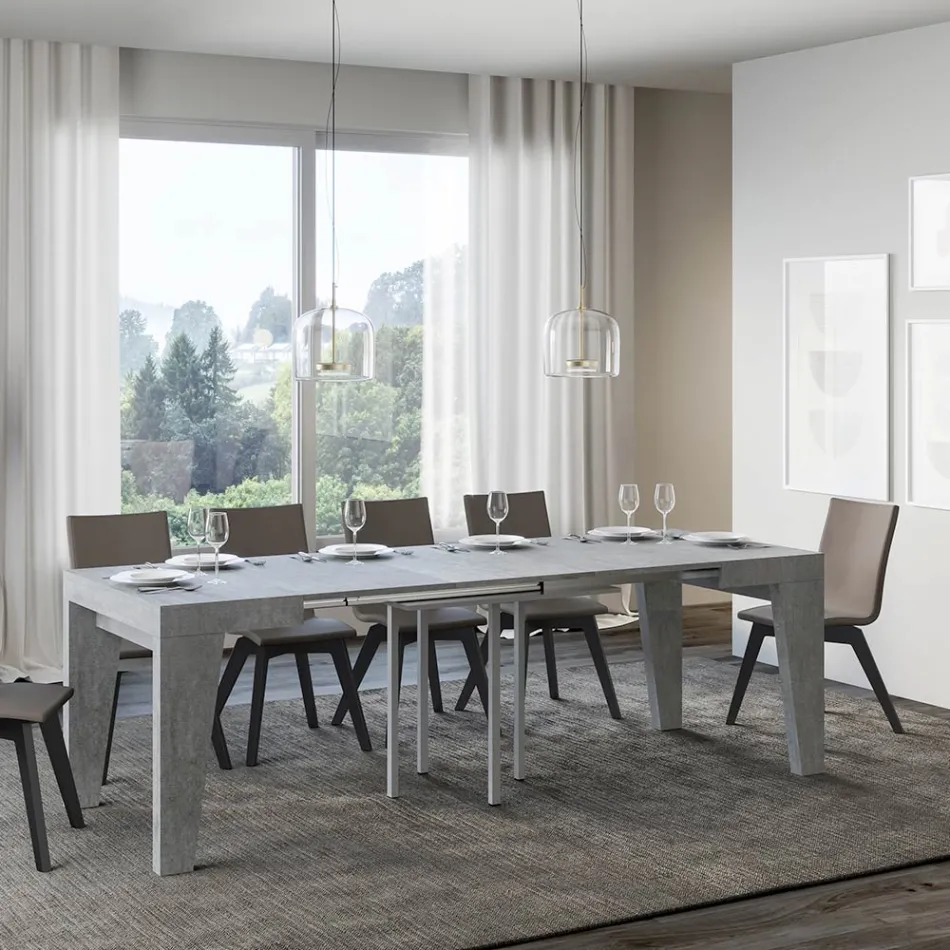 Mesa Cuadrada Extensible hasta 246 cm en Madera Made in Italy - Flor Viadurini