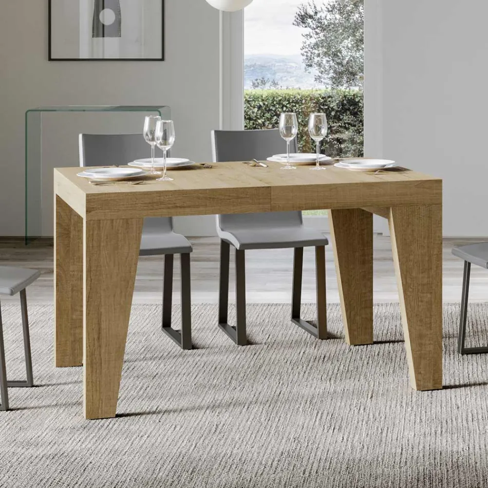 Mesa Cuadrada Extensible hasta 440 cm en Madera Made in Italy - Flor Viadurini
