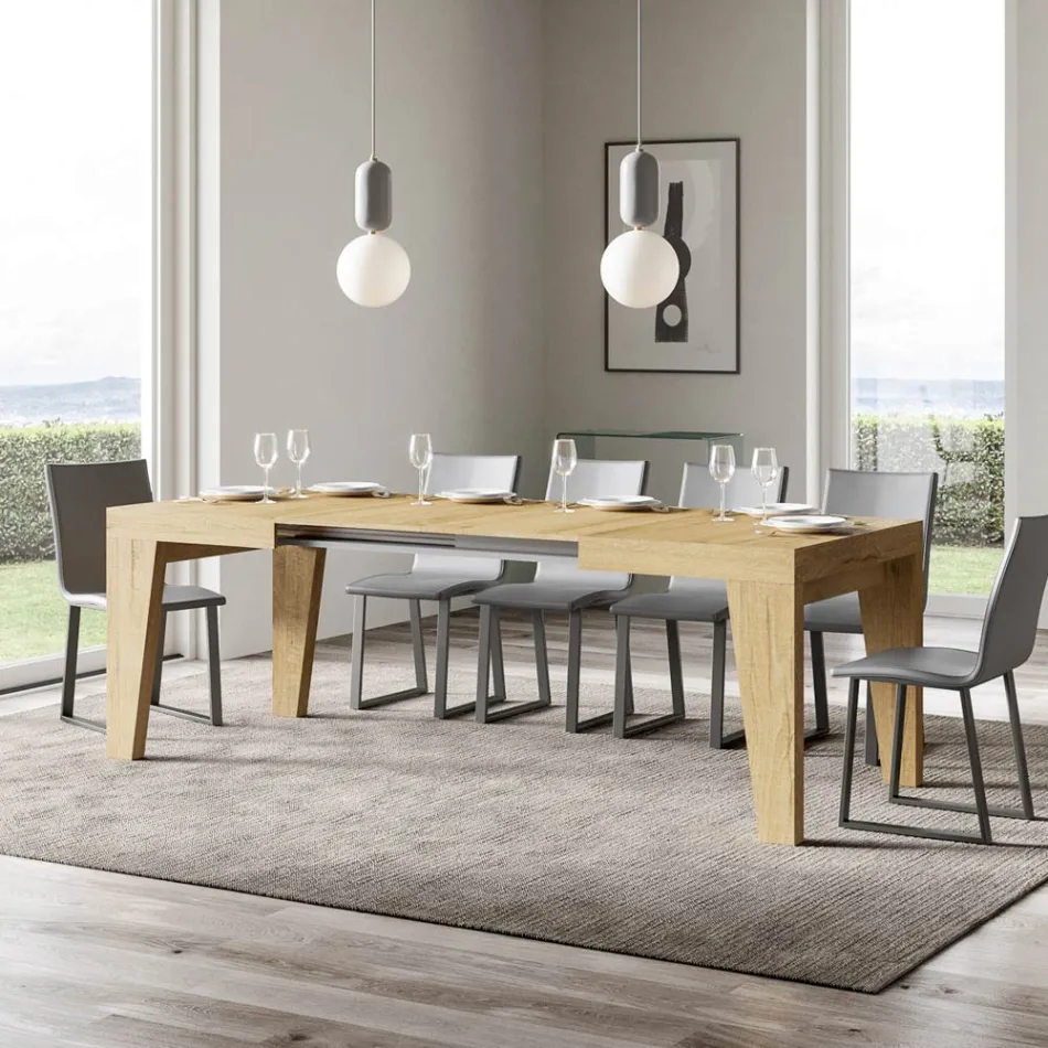 Mesa Cuadrada Extensible hasta 440 cm en Madera Made in Italy - Flor Viadurini