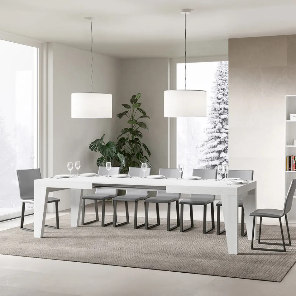 Mesa Cuadrada Extensible hasta 440 cm en Madera Made in Italy - Flor Viadurini