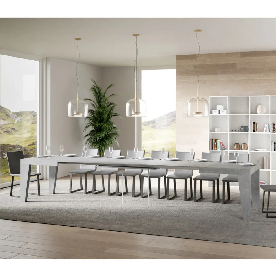 Mesa Cuadrada Extensible hasta 440 cm en Madera Made in Italy - Flor Viadurini