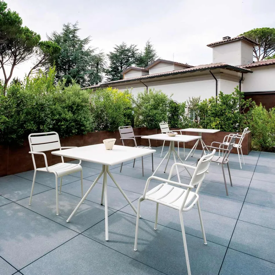 Mesa de exterior cuadrada en acero galvanizado Made in Italy - Ralph Viadurini