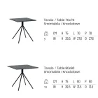 Mesa de exterior cuadrada en acero galvanizado Made in Italy - Ralph Viadurini