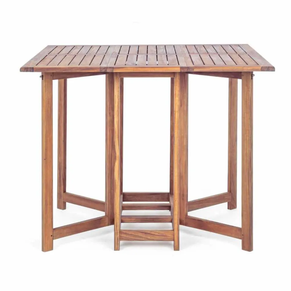 Mesa de exterior cuadrada en madera de acacia con 4 sillas plegables - Sage Viadurini