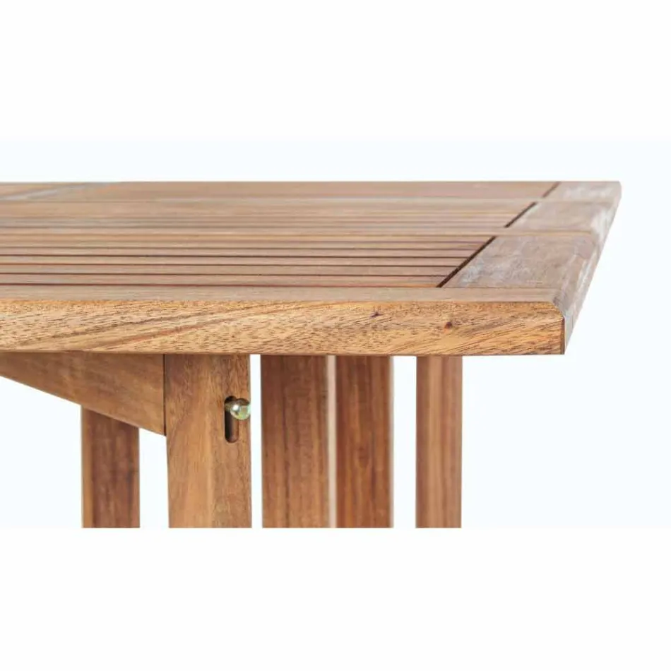 Mesa de exterior cuadrada en madera de acacia con 4 sillas plegables - Sage Viadurini