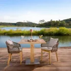 Mesa de exterior cuadrada de teca y metal - Marie Viadurini