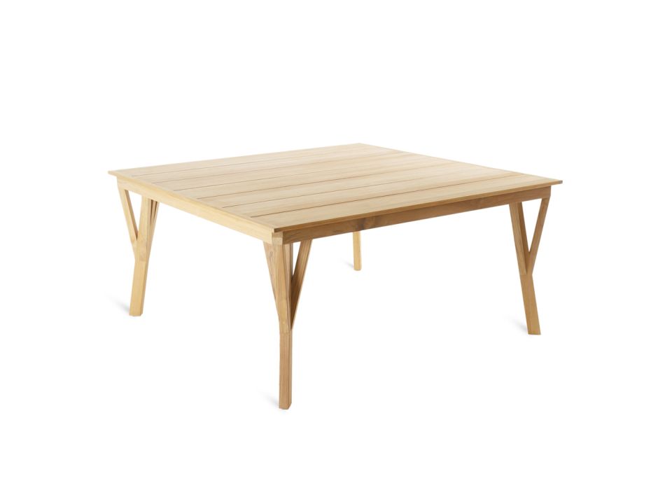 Mesa de jardín cuadrada en madera de teca Made in Italy - Oracle Viadurini