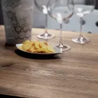 Mesa Cuadrada en Metal HPL Acero Inoxidable Satinado Made in Italy - Lens Viadurini