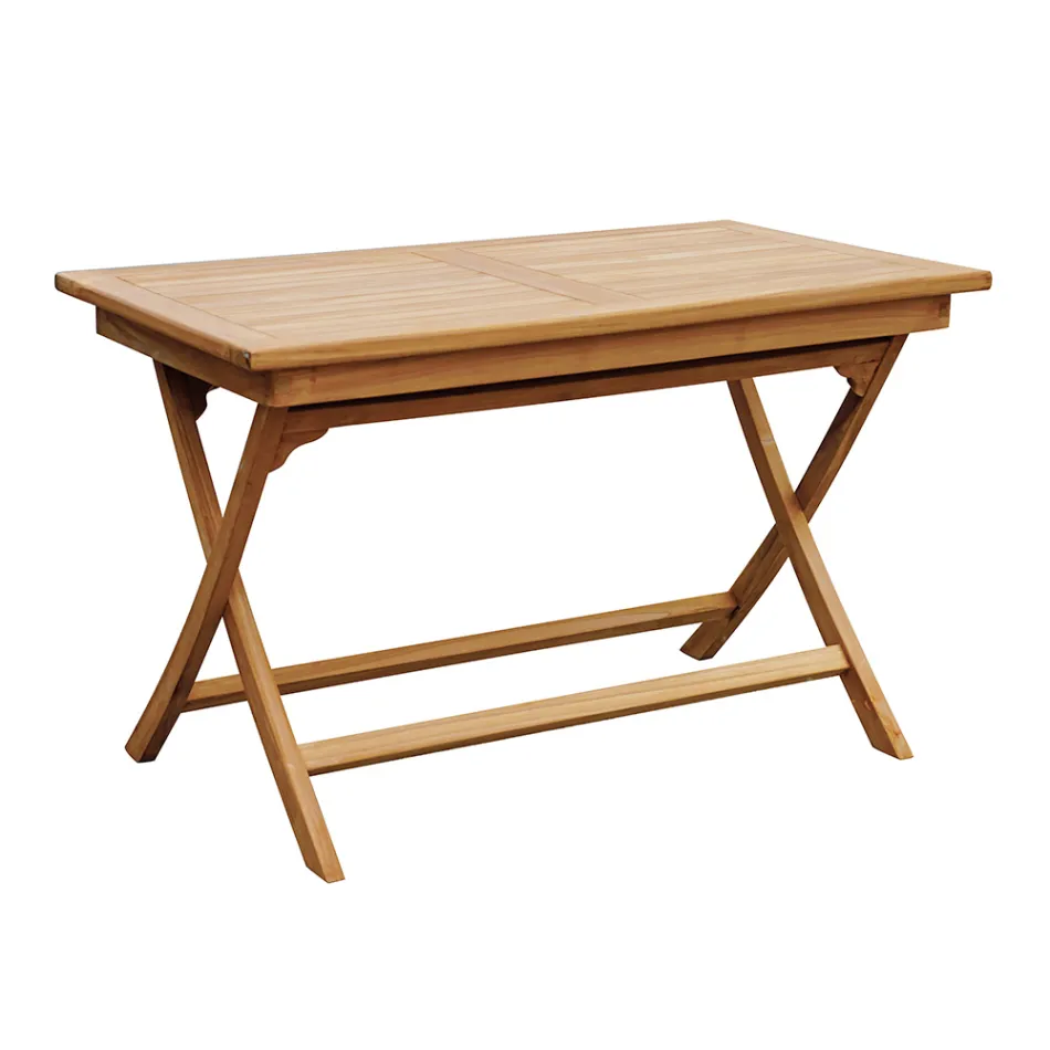 Mesa de Jardín Rectangular 120x70 cm Fabricada en Teca - Alba Viadurini