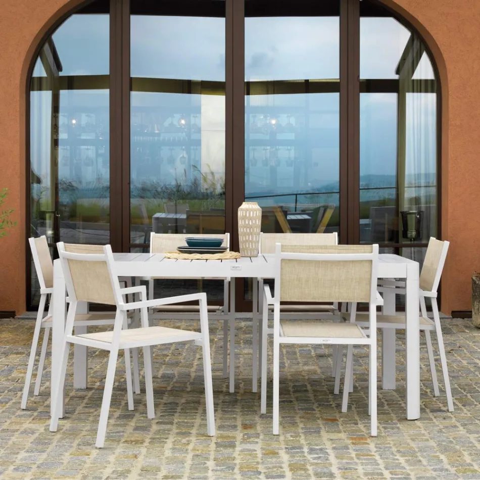 Mesa rectangular extensible hasta 240 cm para exterior en aluminio - Hoja Viadurini