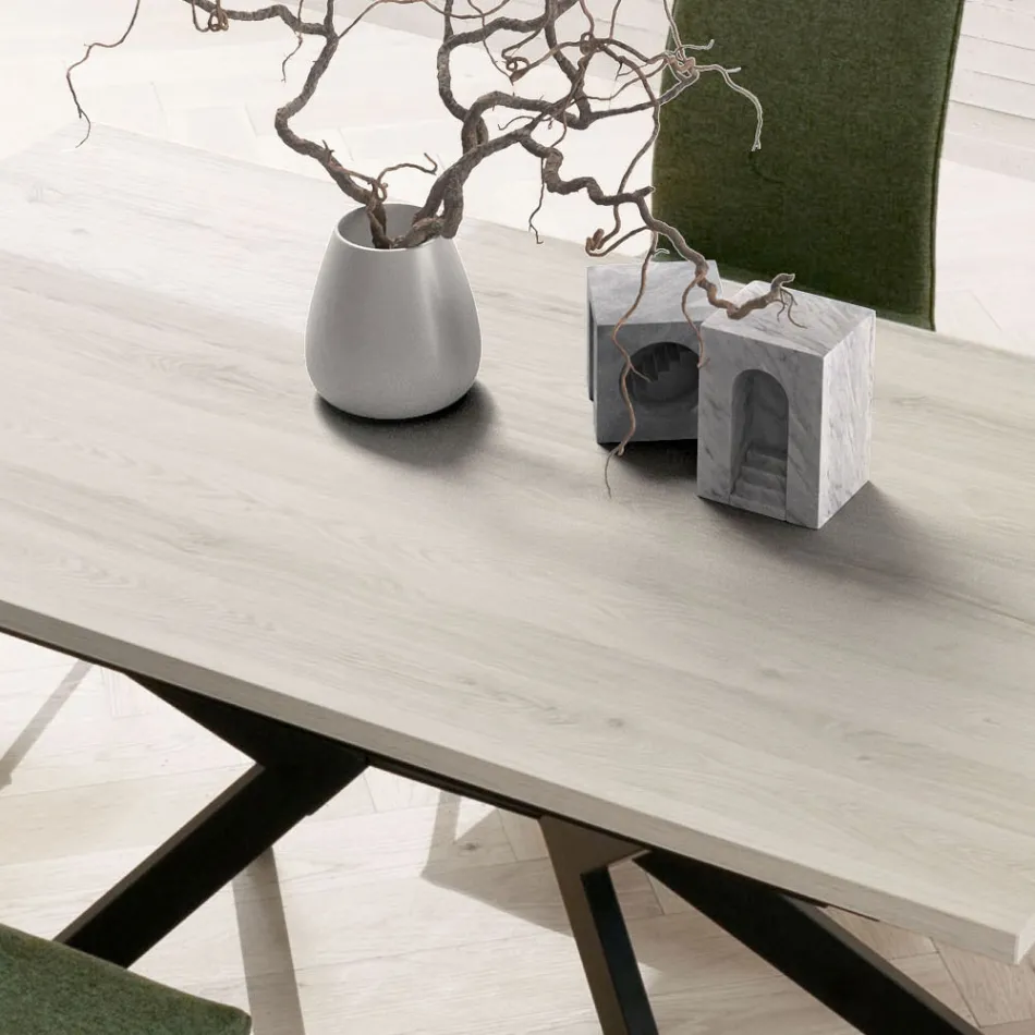 Mesa Rectangular Extensible a 260 o 300 cm en HPL y Metal - Charmy Viadurini