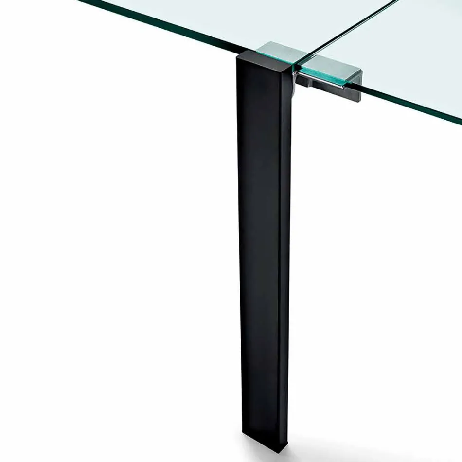 Mesa rectangular extensible en vidrio transparente Made in Italy - Sopot Viadurini