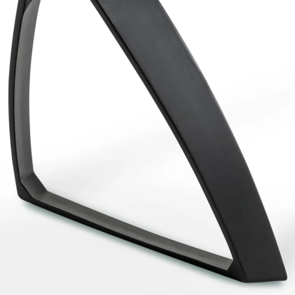 Mesa rectangular con tapa de chapa de roble y base de aluminio - Logan Viadurini