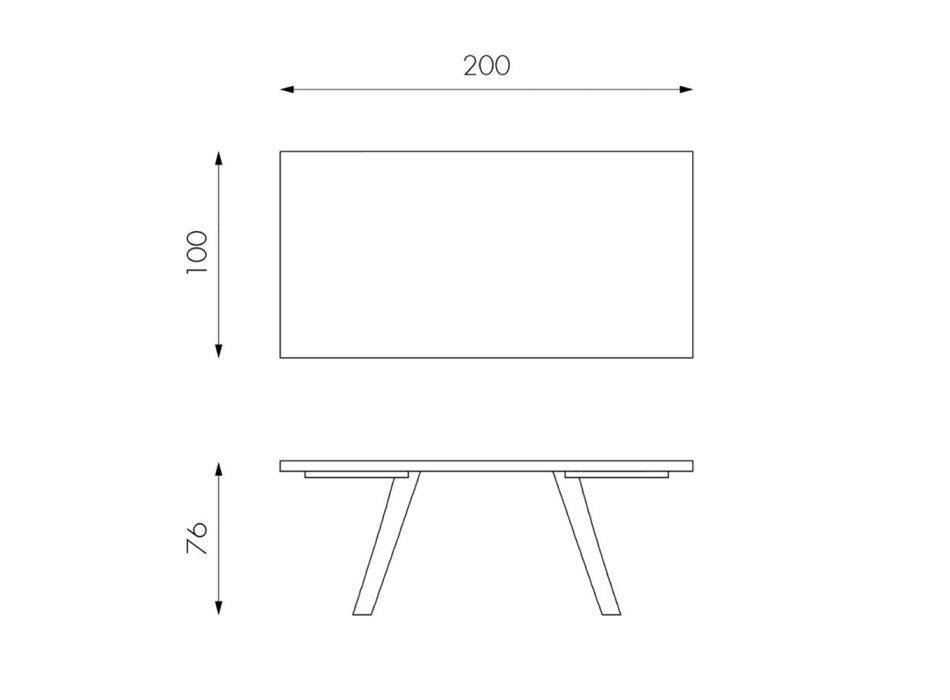 Mesa rectangular con tapa de chapa de roble y base de aluminio - Logan Viadurini