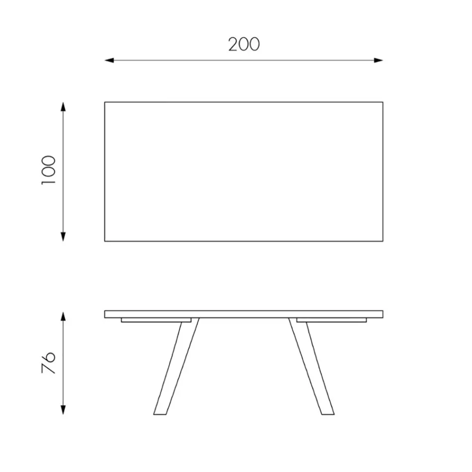 Mesa rectangular con tapa de chapa de roble y base de aluminio - Logan Viadurini