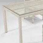 Mesa de exterior rectangular en polirratán y vidrio - Gigi Viadurini