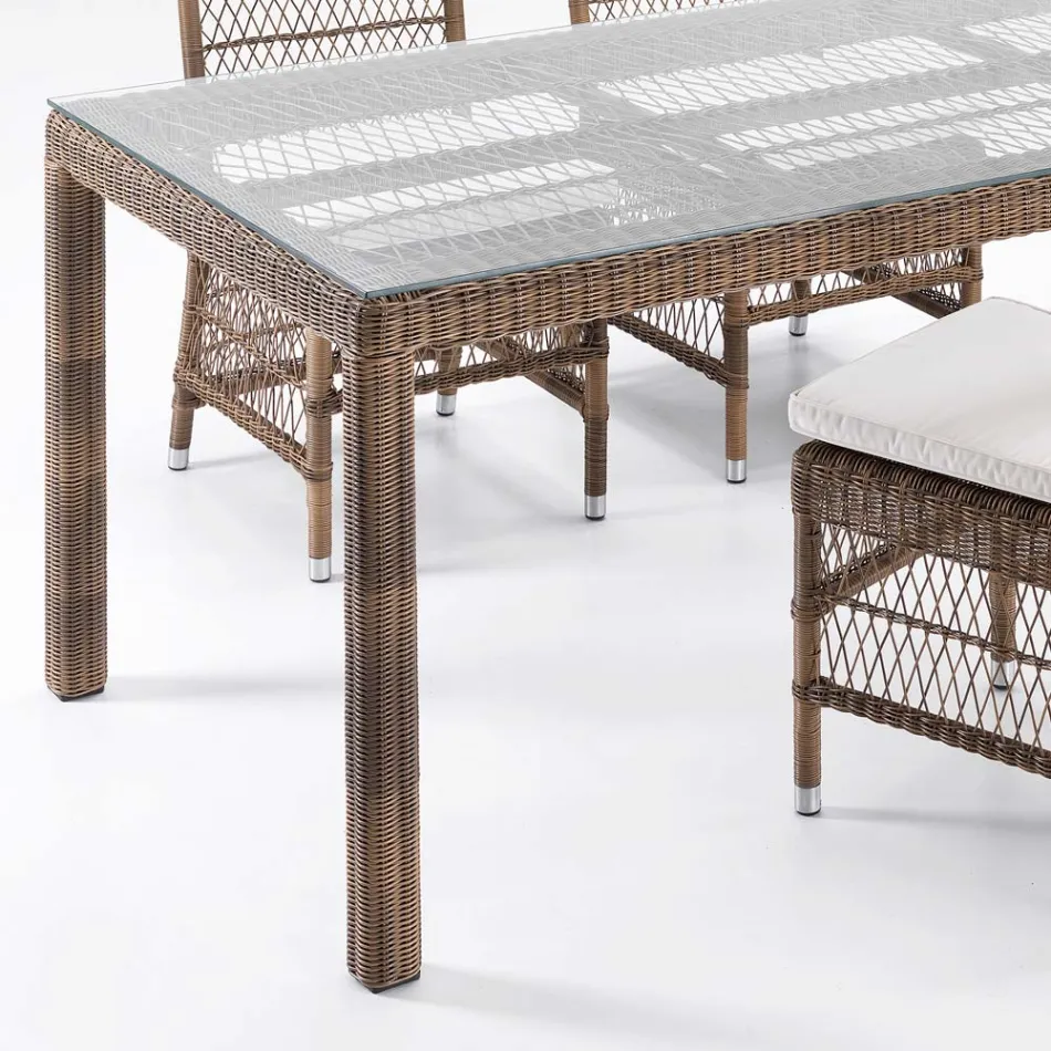 Mesa de Jardín Rectangular con 2 Sillones y 4 Sillas – Gigi Viadurini