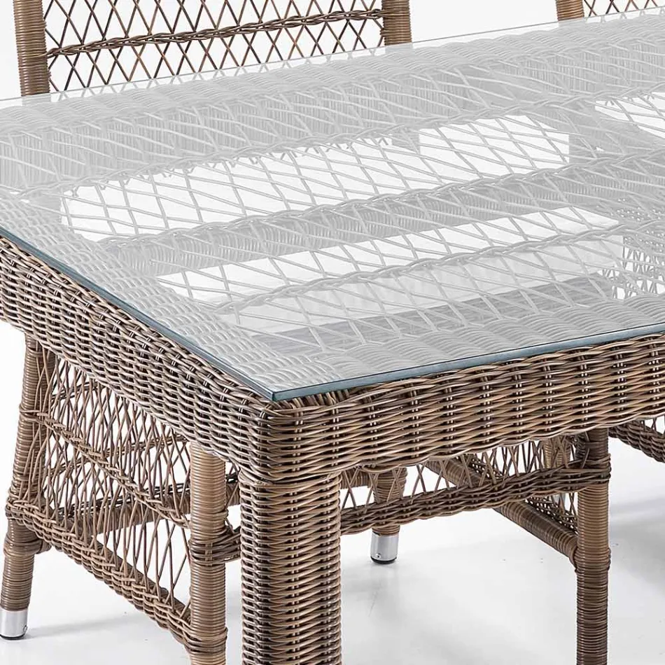 Mesa de Jardín Rectangular con 2 Sillones y 4 Sillas – Gigi Viadurini