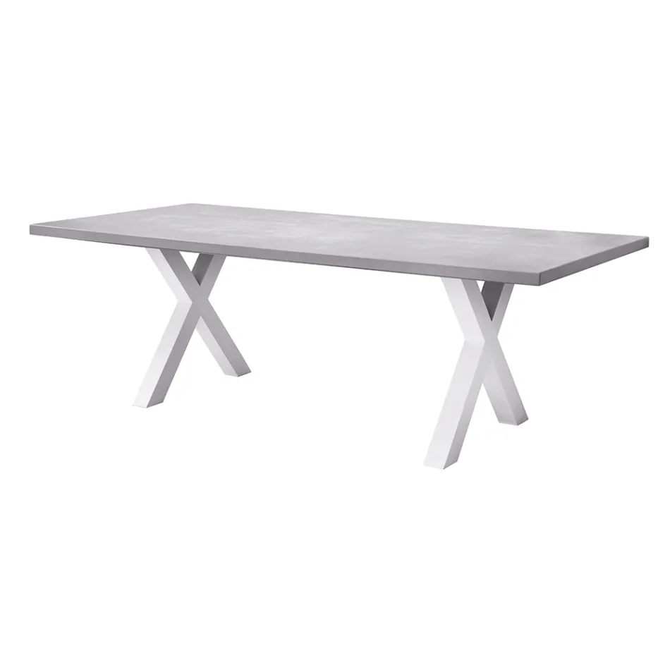 Mesa de jardín rectangular de aluminio y resina gris - Nuvia Viadurini