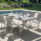 Mesa de jardín rectangular de aluminio y resina gris - Nuvia Viadurini