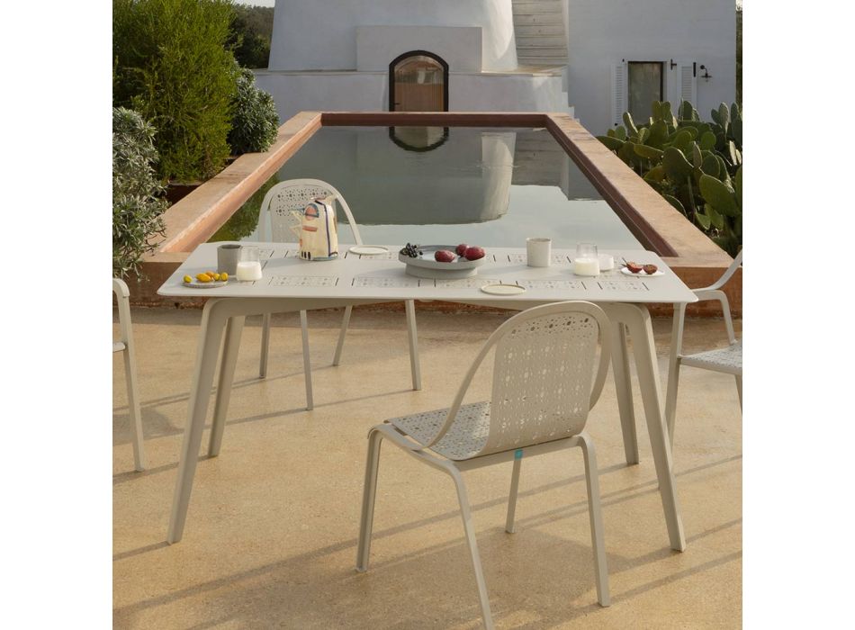 Mesa de jardín rectangular de aluminio Made in Italy - Amata Viadurini