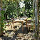 Mesa de jardín rectangular en madera de teca Made in Italy - Liberato Viadurini