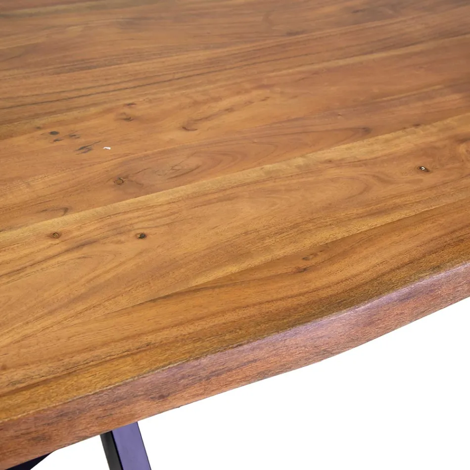 Mesa rectangular de interior con tablero de madera maciza de acacia - Brindisi Viadurini