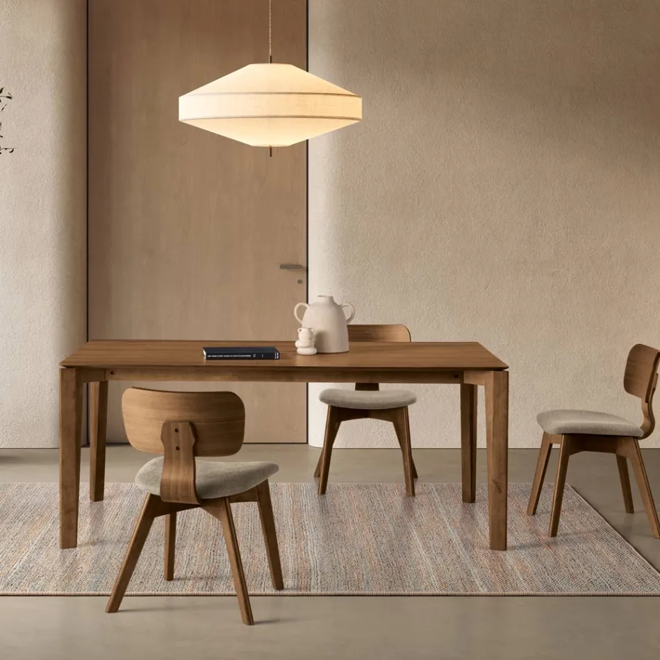 Mesa rectangular para ocho personas en MDF y madera ecológica, varios acabados - Enea Viadurini